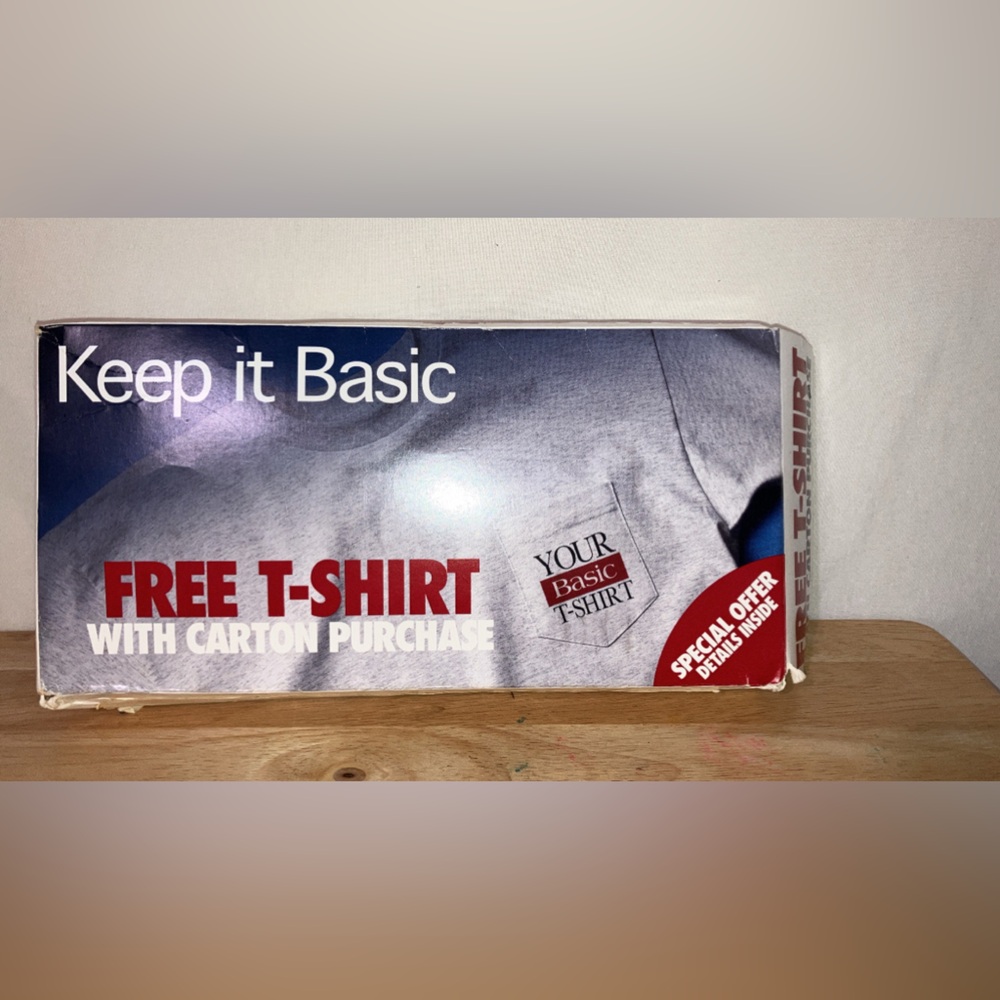 Your Basic Shirt Basic Cigarettes Promo Pocket T-Shirt Size XL Gray Vintage 90s